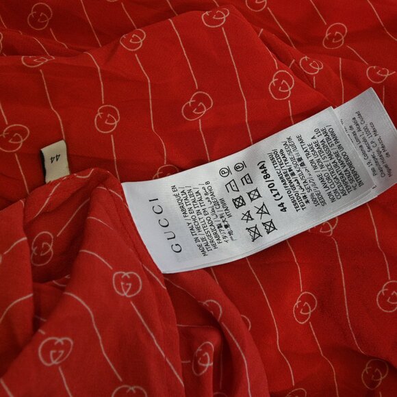 Gucci Red Diagonal GG Silk Blouse 100% Silk Very Good Condition Unisex Logo - Picture 13 of 14